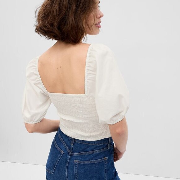 Gap Puff Sleeve Sweetheart Crop Top NWT - Picture 2 of 9